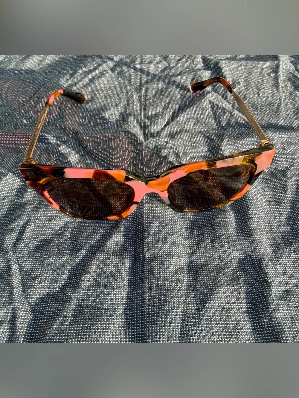 DIFF Bella XS Polarized Sunglasses Tortoise Square Cat Eye Acetate $128